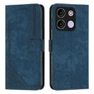 For itel A60s Skin Feel Stripe Pattern Leather Phone Case with Lanyard(Blue) - 1