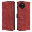 For itel S23 Skin Feel Stripe Pattern Leather Phone Case with Lanyard(Red) - 1