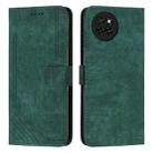 For itel S23 Skin Feel Stripe Pattern Leather Phone Case with Lanyard(Green) - 1