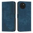 For itel S23 Skin Feel Stripe Pattern Leather Phone Case with Lanyard(Blue) - 1