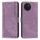 For itel S23 Skin Feel Stripe Pattern Leather Phone Case with Lanyard(Purple) - 1