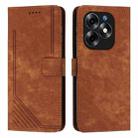 For itel S23+ Skin Feel Stripe Pattern Leather Phone Case with Lanyard(Brown) - 1