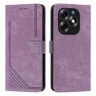 For itel S23+ Skin Feel Stripe Pattern Leather Phone Case with Lanyard(Purple) - 1