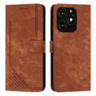 For itel A70 Skin Feel Stripe Pattern Leather Phone Case with Lanyard(Brown) - 1