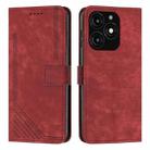 For itel A70 Skin Feel Stripe Pattern Leather Phone Case with Lanyard(Red) - 1