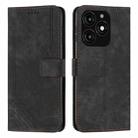 For itel A70 Skin Feel Stripe Pattern Leather Phone Case with Lanyard(Black) - 1