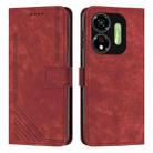 For itel P55 5G Skin Feel Stripe Pattern Leather Phone Case with Lanyard(Red) - 1