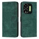 For itel P55 5G Skin Feel Stripe Pattern Leather Phone Case with Lanyard(Green) - 1