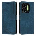 For itel P55 5G Skin Feel Stripe Pattern Leather Phone Case with Lanyard(Blue) - 1