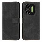 For itel P55 5G Skin Feel Stripe Pattern Leather Phone Case with Lanyard(Black) - 1