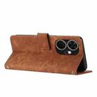 For itel P55+ Skin Feel Stripe Pattern Leather Phone Case with Lanyard(Brown) - 3