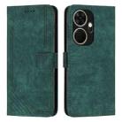 For itel P55+ Skin Feel Stripe Pattern Leather Phone Case with Lanyard(Green) - 1