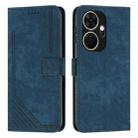 For itel P55+ Skin Feel Stripe Pattern Leather Phone Case with Lanyard(Blue) - 1