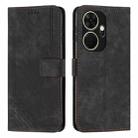 For itel P55+ Skin Feel Stripe Pattern Leather Phone Case with Lanyard(Black) - 1