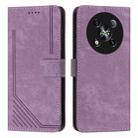 For itel RS4 Skin Feel Stripe Pattern Leather Phone Case with Lanyard(Purple) - 1