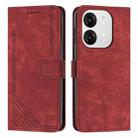 For itel A80 Skin Feel Stripe Pattern Leather Phone Case with Lanyard(Red) - 1