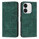 For itel A80 Skin Feel Stripe Pattern Leather Phone Case with Lanyard(Green) - 1