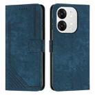 For itel A80 Skin Feel Stripe Pattern Leather Phone Case with Lanyard(Blue) - 1