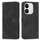 For itel A80 Skin Feel Stripe Pattern Leather Phone Case with Lanyard(Black) - 1