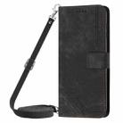 For itel A80 Skin Feel Stripe Pattern Leather Phone Case with Lanyard(Black) - 2