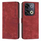 For itel P65 Skin Feel Stripe Pattern Leather Phone Case with Lanyard(Red) - 1