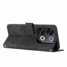 For itel P65 Skin Feel Stripe Pattern Leather Phone Case with Lanyard(Black) - 3