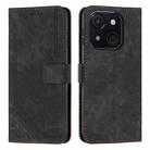 For itel A50C Skin Feel Stripe Pattern Leather Phone Case with Lanyard(Black) - 1