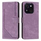 For itel A50C Skin Feel Stripe Pattern Leather Phone Case with Lanyard(Purple) - 1