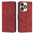 For itel A50 Skin Feel Stripe Pattern Leather Phone Case with Lanyard(Red) - 1