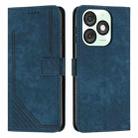 For itel A50 Skin Feel Stripe Pattern Leather Phone Case with Lanyard(Blue) - 1