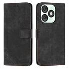 For itel A50 Skin Feel Stripe Pattern Leather Phone Case with Lanyard(Black) - 1