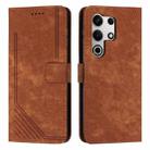 For itel S25 Ultra Skin Feel Stripe Pattern Leather Phone Case with Lanyard(Brown) - 1