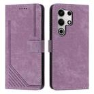 For itel S25 Ultra Skin Feel Stripe Pattern Leather Phone Case with Lanyard(Purple) - 1