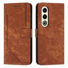 For itel S25 Skin Feel Stripe Pattern Leather Phone Case with Lanyard(Brown) - 1