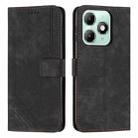 For itel A90 4G Skin Feel Stripe Pattern Leather Phone Case with Lanyard(Black) - 1