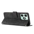 For itel A90 4G Skin Feel Stripe Pattern Leather Phone Case with Lanyard(Black) - 3