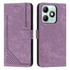 For itel A90 4G Skin Feel Stripe Pattern Leather Phone Case with Lanyard(Purple) - 1