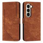 For itel A95 5G Skin Feel Stripe Pattern Leather Phone Case with Lanyard(Brown) - 1