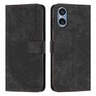 For Sony Xperia 5 V Skin Feel Stripe Pattern Leather Phone Case with Lanyard(Black) - 1