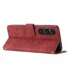 For Sony Xperia 1 VI Skin Feel Stripe Pattern Leather Phone Case with Lanyard(Red) - 3