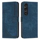 For Sony Xperia 1 VI Skin Feel Stripe Pattern Leather Phone Case with Lanyard(Blue) - 1