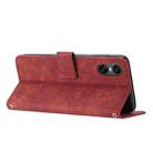 For Sony Xperia 10 VI Skin Feel Stripe Pattern Leather Phone Case with Lanyard(Red) - 3