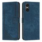 For Sony Xperia 10 VI Skin Feel Stripe Pattern Leather Phone Case with Lanyard(Blue) - 1