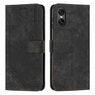 For Sony Xperia 5 VI Skin Feel Stripe Pattern Leather Phone Case with Lanyard(Black) - 1