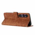 For Sony Xperia 1 VII Skin Feel Stripe Pattern Leather Phone Case with Lanyard(Brown) - 3