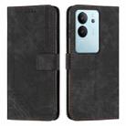 For vivo S17 / vivo S17 Pro Skin Feel Stripe Pattern Leather Phone Case with Lanyard(Black) - 1