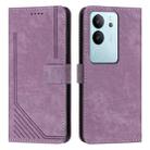For vivo S17 / vivo S17 Pro Skin Feel Stripe Pattern Leather Phone Case with Lanyard(Purple) - 1