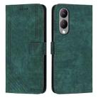 For vivo Y17s Skin Feel Stripe Pattern Leather Phone Case with Lanyard(Green) - 1