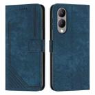 For vivo Y17s Skin Feel Stripe Pattern Leather Phone Case with Lanyard(Blue) - 1