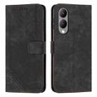 For vivo Y17s Skin Feel Stripe Pattern Leather Phone Case with Lanyard(Black) - 1